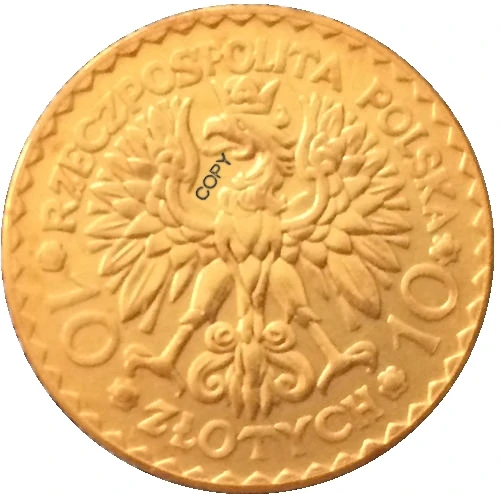 24-K Позолоченные 1925 10 Zlotych Польша копия монет