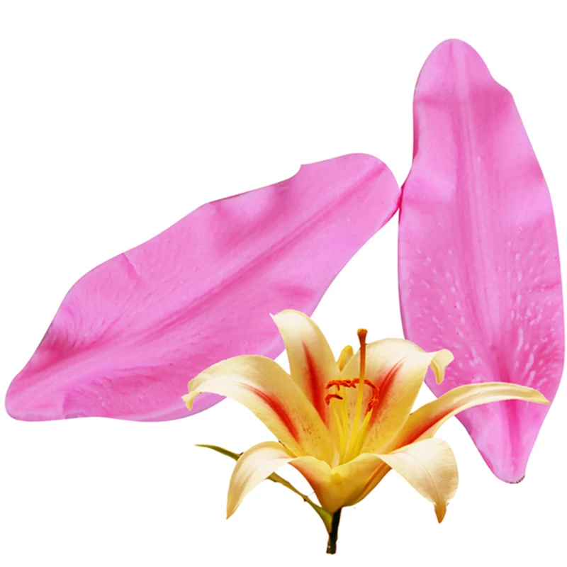 

Pink 3D Lily Petals Form Cake Silicone Molds Cookie Cutter Soap Fondant Confeitaria Moulds Kitchen Pastry Cake Decorating Tools
