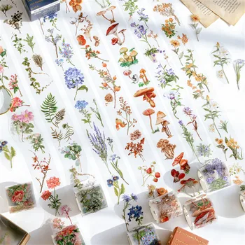 

Flower Plant Masking Tape 40mm PET Transparent Adhesive Tape Mushroom Rose Ivy Lily Decoration Stickers for Diary Album A6910