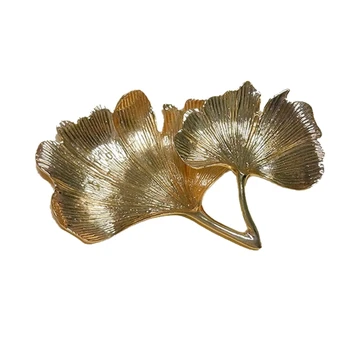 

Gold Jewelry Tray Leaf Decorative Tray Desk Table Makeup Organizer Storage Tray for Ring Necklace Container