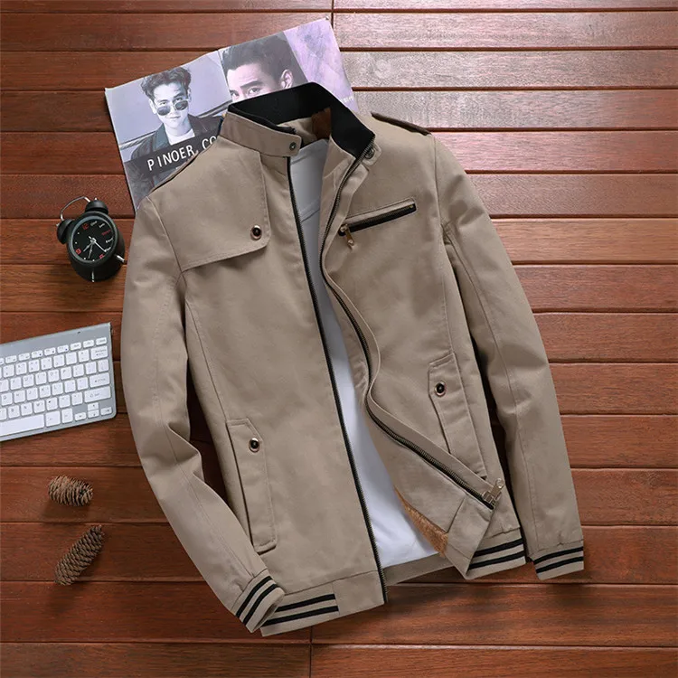 Light Khaki Mountainskin, новинка, осенние куртки для мужчин, пилот, куртка-бомбер, мужские Модные бейсбольные пальто, приталенное пальто, Мужская брендовая одежда, 5XL, SA692 - Цвет: Light Khaki