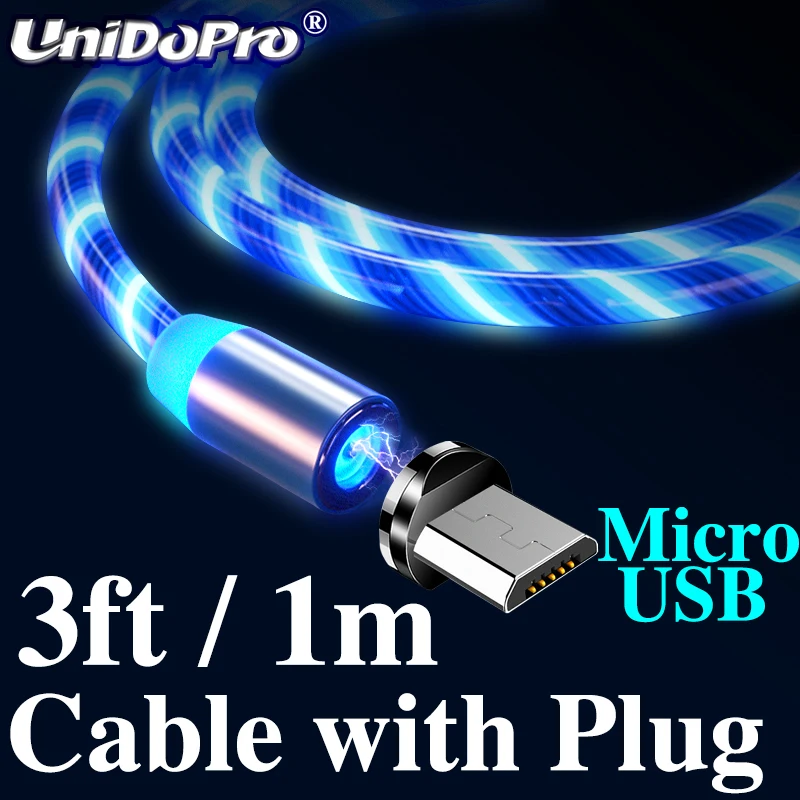 Cable w Micro Plug Светодиодный течет Магнитный Зарядное устройство Кабельное освещение до блестящие провод для Samsung Galaxy S10 Примечание 10 Xiaomi Mi 9T huawei Коврики 30 20 Pro Чехол для телефона - Тип штекера: Cable w Micro Plug
