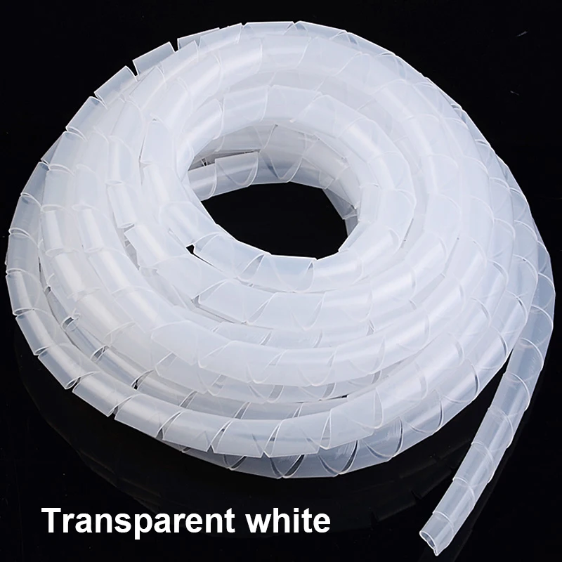 Cable Sleeve Winding Pipe Spiral Wrapping Transparent/Black Wire Organizer Sheath Tube 4-30MM Plastic Tape Management Protector