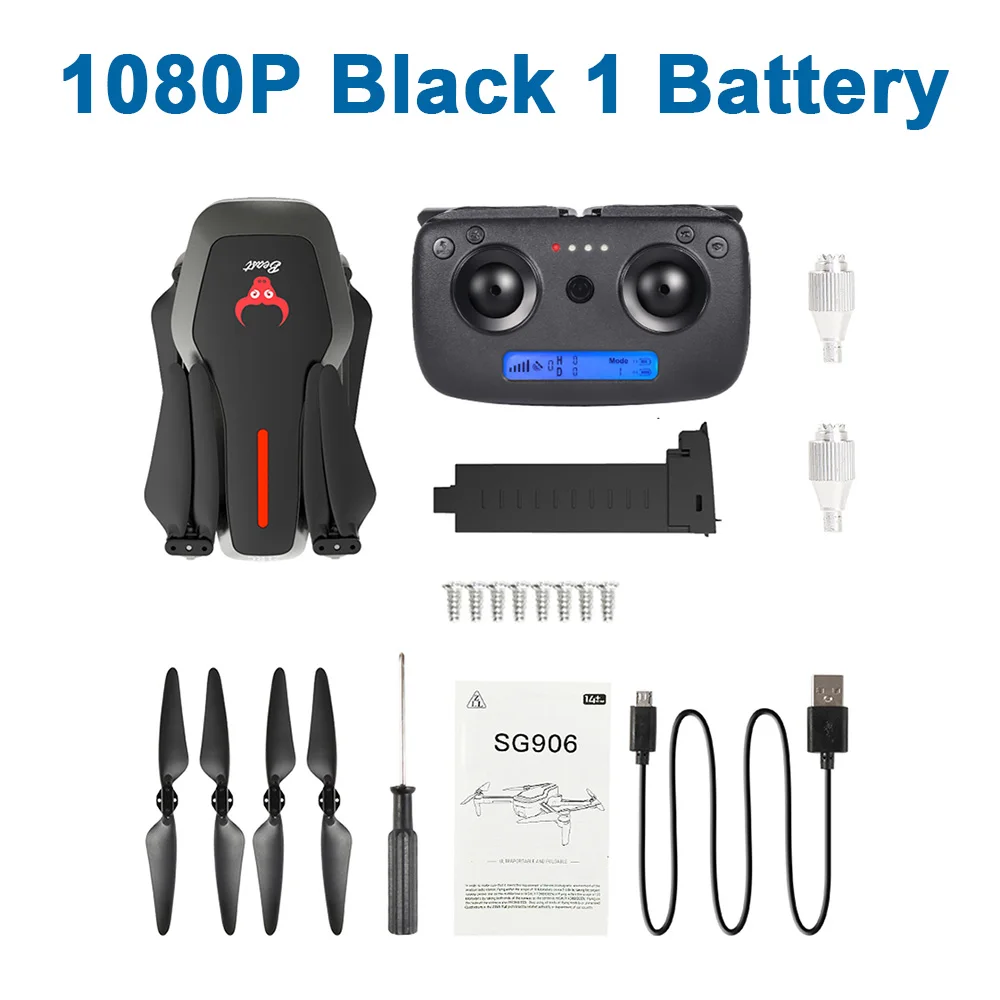 1080P Black 1Battery SG906 gps RC Квадрокоптер WiFi fpv складной с 4K камерой 1080P бесщеточный селфи оптический поток позиционирования RC Квадрокоптер - Цвет: 1080P Black 1Battery