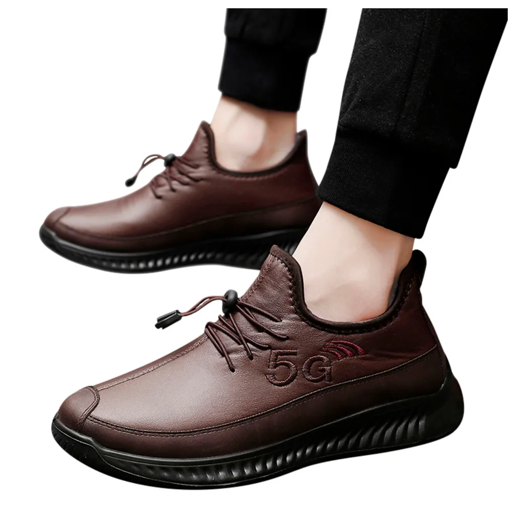Мужская осенне-зимняя хлопковая Нескользящая повседневная обувь в деловом стиле на шнуровке теплая обувь с плюшевой стелькой на меху zapatos de hombre