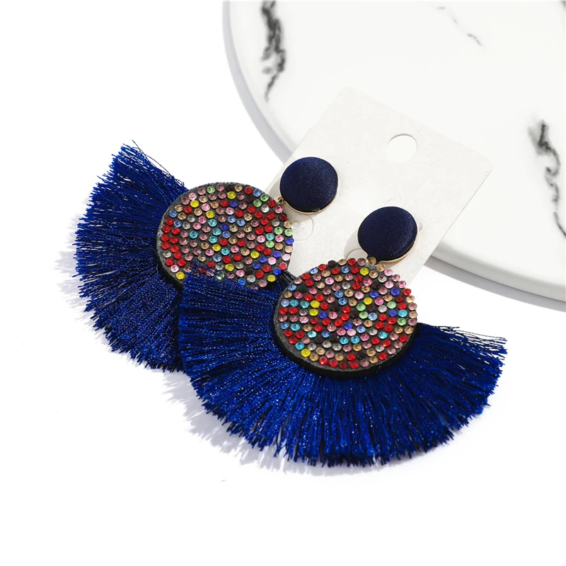 В богемном стиле Bobo серьги-гвоздики с кристаллами Swarovski кисточкой серьги для женщин женские блестящие, со стразами длинные большие серьги-капли Mujer Moda Aretes