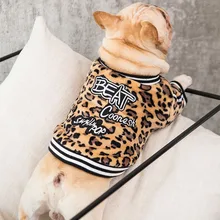 Одежда для собак, пальто с леопардовым принтом, осенне-зимнее пальто, британский стиль, французский бульдог, маленькая собака, плотное теплое хлопковое пальто