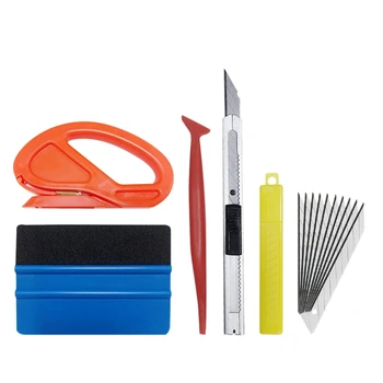 

5Pcs Car Vinyl Wrap Film Squeegee Scraper Wrapping Tools Vehicle Sticker Installation Kit Cutter Knife Car Styling Accessories