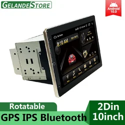 Autoradio android 10.0, écran tactile 2,5d, 10 pouces, WIFI, Navigation GPS, Bluetooth, FM, 2din, rotation 90 °, pour voiture 