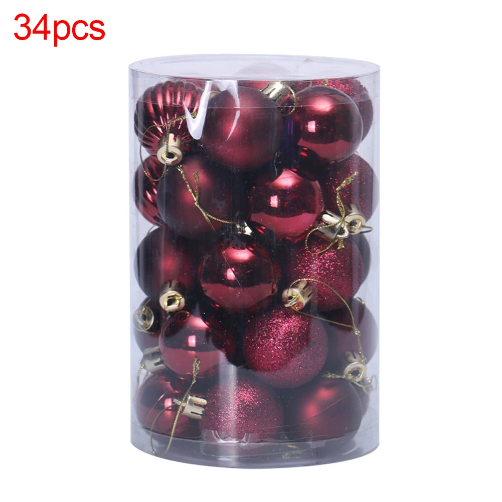 34Pcs Plated Christmas Ball Hanging Bauble Xmas Tree Ornament Home Party Decor