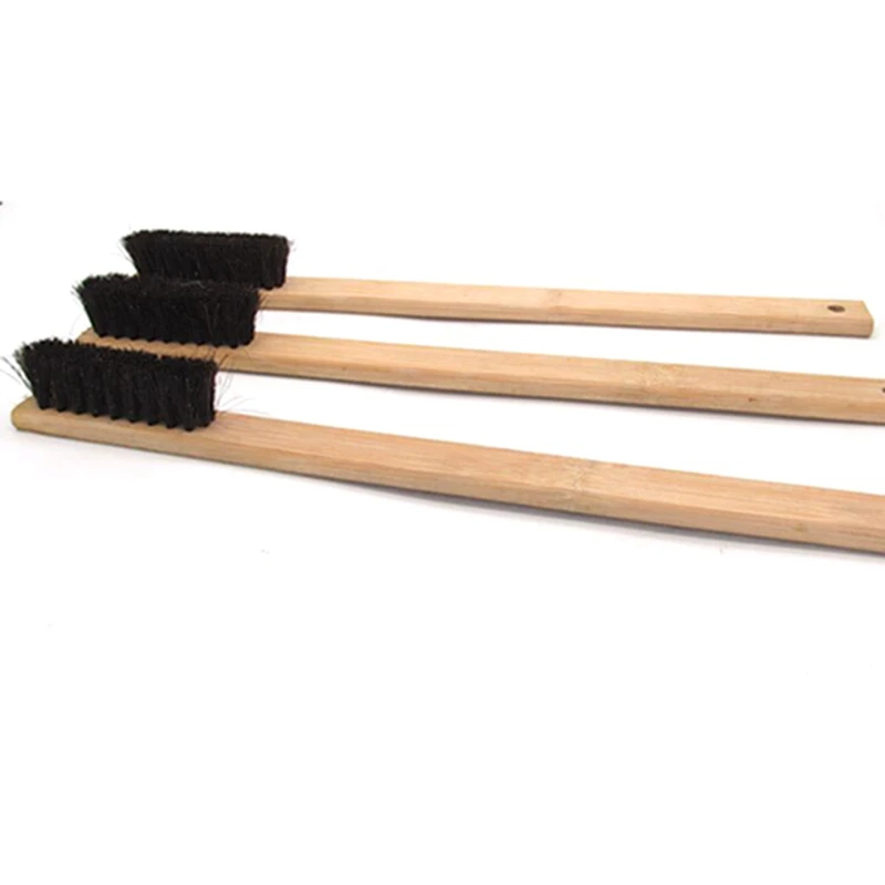 Car Engine Tire Wheel Rim Cleaning Brush Long Bamboo Handle Natural Bristl Auto Detailing Washer