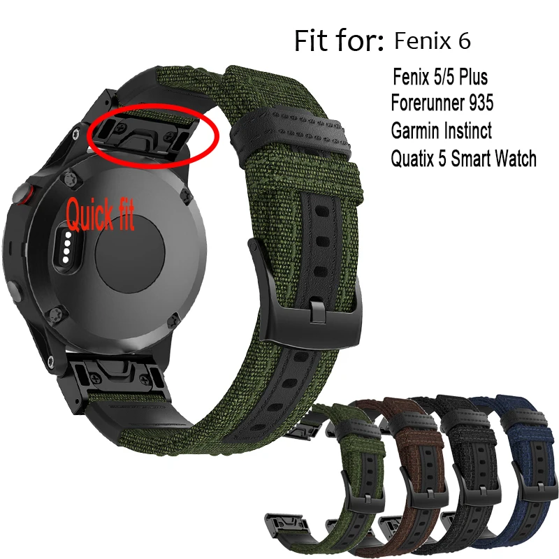 Для Garmin Forerunner 935 945 Смарт часы быстро легко подходят браслет ремешок нейлоновый кожаный спортивный ремень для Garmin Fenix 6 5 Plus ремень