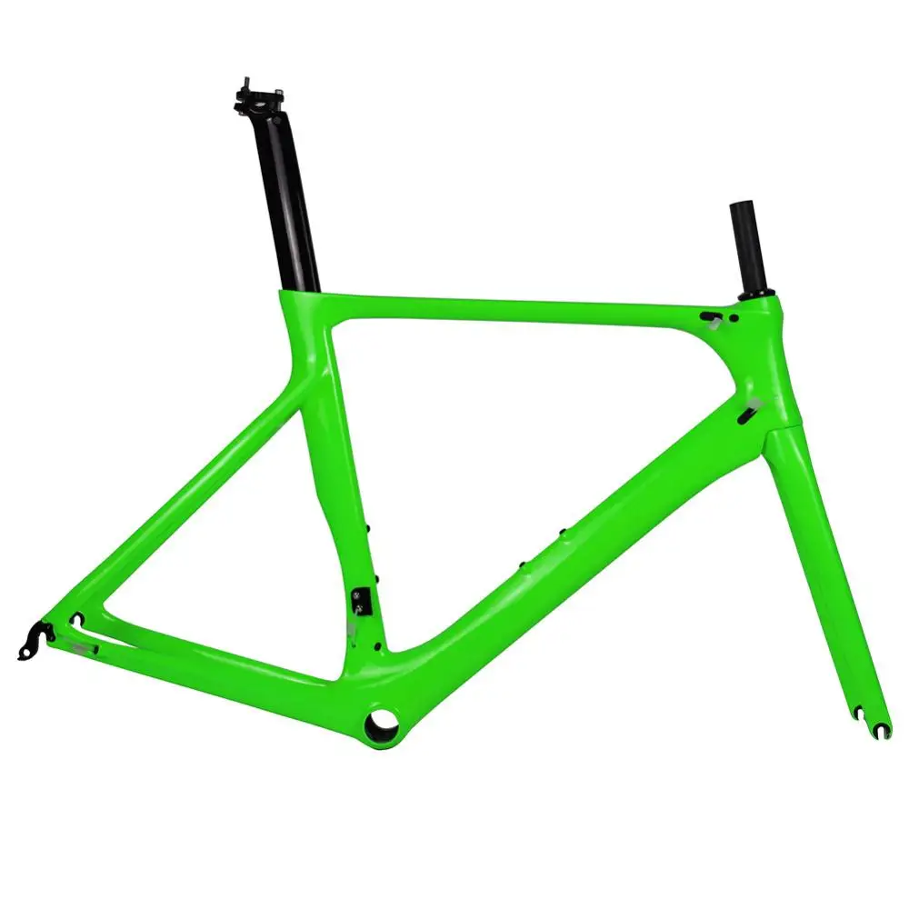 Spcycle T1000 руль полностью из углеродного волокна, шоссейный велосипед рама 700C шоссейные углеродного волокна шоссейный велосипед из углеродного комплект BB86 Размеры 50/53/56 см - Цвет: Green Glossy