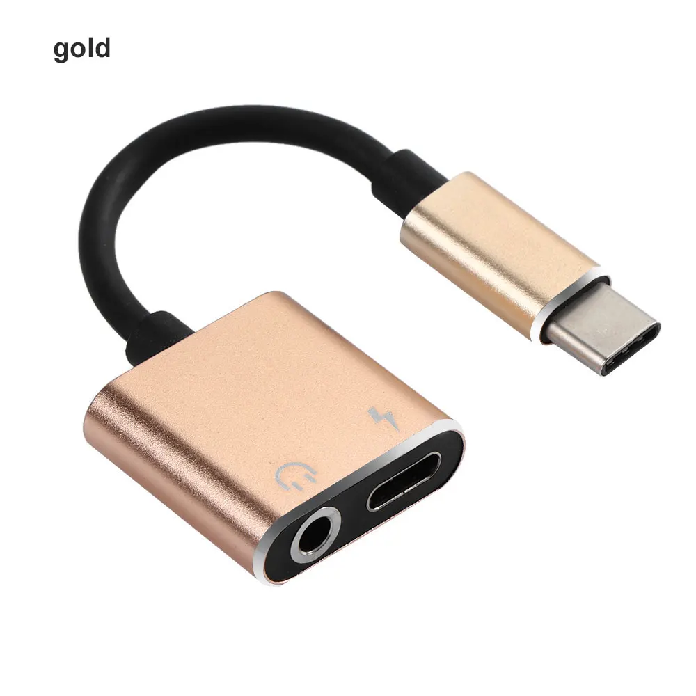 gold 1 шт. универсальный разъем для наушников тип-c до 3,5 мм адаптер USB C Быстрый аудио конвертер 2 в 1 зарядный кабель аксессуары для телефонов - Цвет: gold