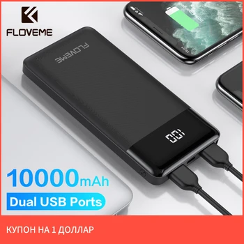 

FLOVEME Power Bank 10000mAh LED Display Portable Charging Travel PowerBank 10000 mAh Dual USB PoverBank External Battery Charger
