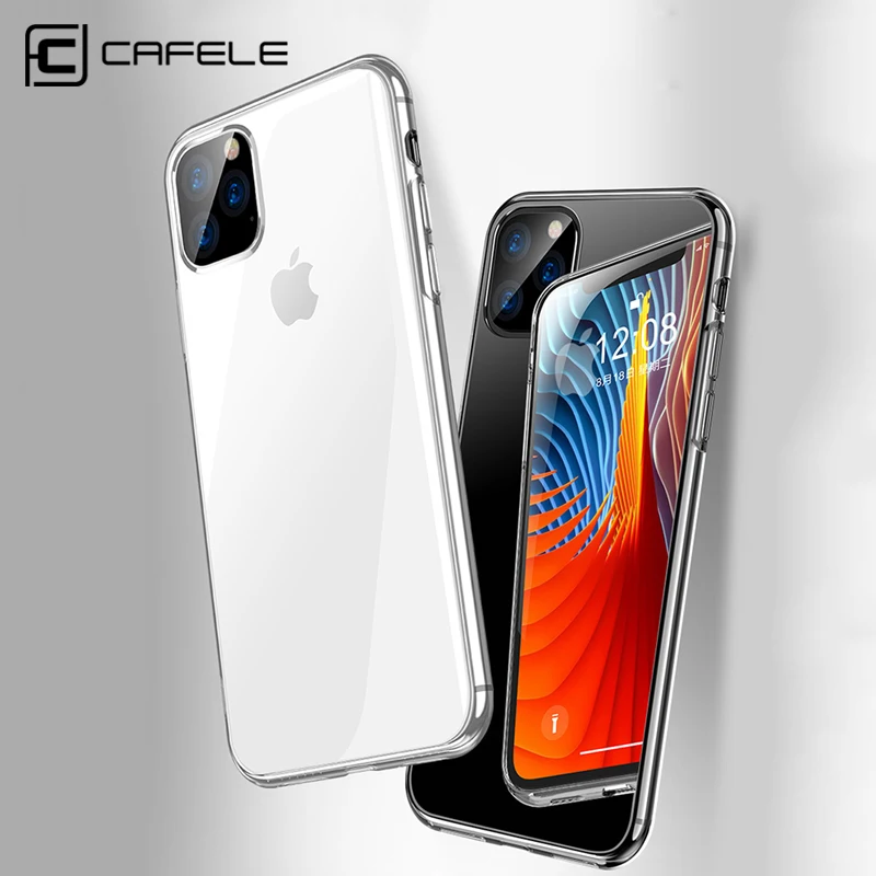 CAFELE Mobile Phone Case for iPhone 11 Pro MAX Cover Ultra Thin Transparent TPU Edge Tempered Glass Back Cover for iPhone 11