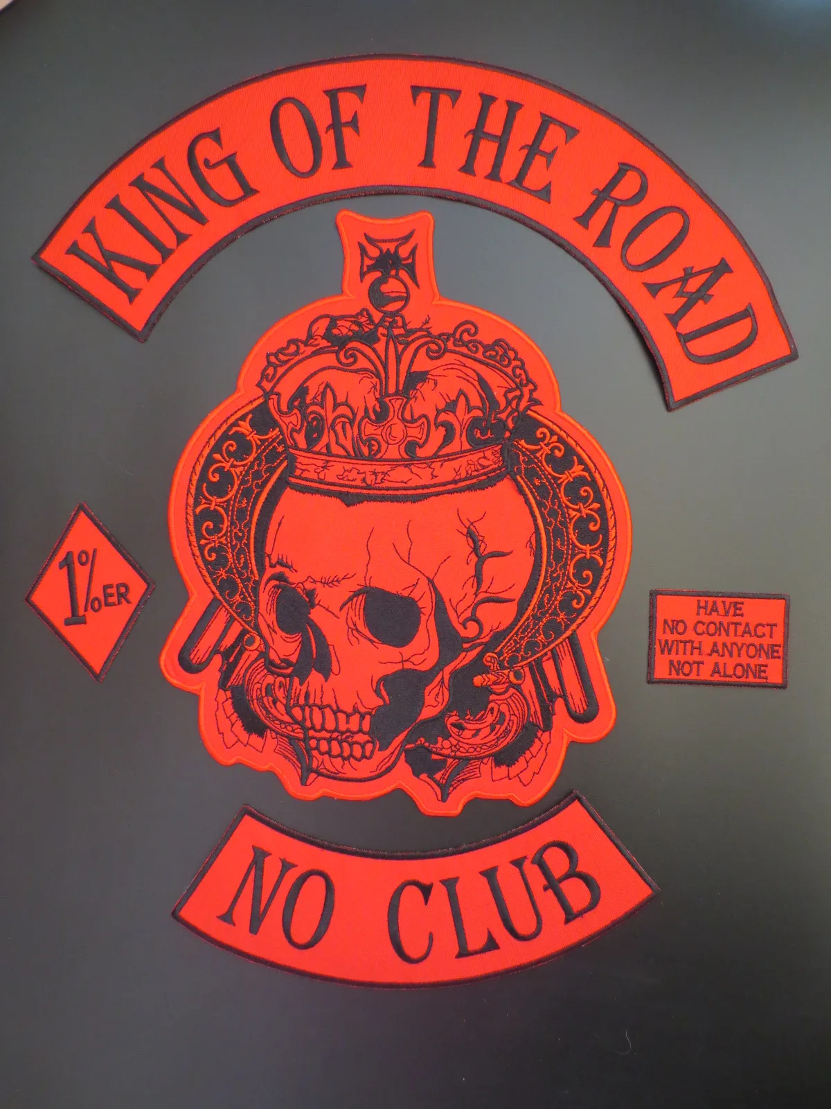 Мотоциклетная Вышивка king of the rode no club нашивки Значки для Байкерской спины панк