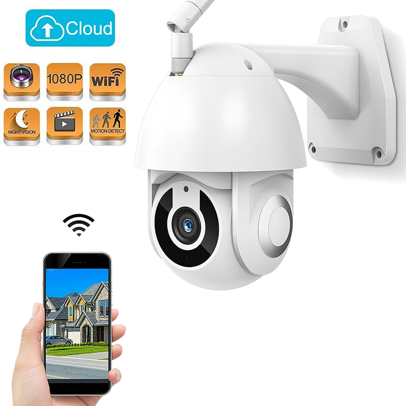 

PTZ Wireless 1080P Dome Camera Auto Tracking Wireless Wifi IP Camera Speed Dome Pan Tilt 4X Digital Zoom with Two Way Audio