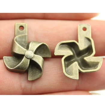 

WYSIWYG 3pcs Charms Jewelry Findings DIY Accessories Windmill Pendant Antique Bronze Plated 27x21mm