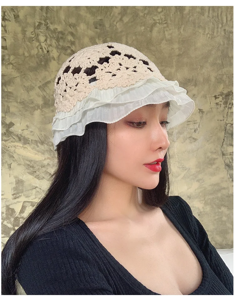 WHITNEY WANG осень зима модная уличная одежда винтажный стиль выдалбливают трикотажные оборками бини женские Стильные Шапки