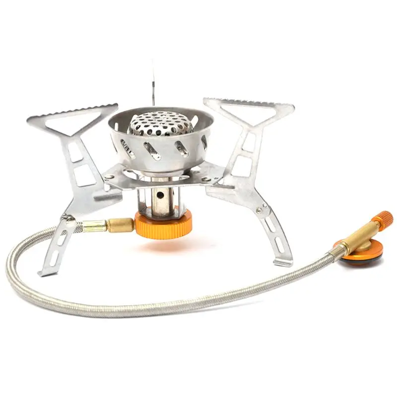 Windproof Portable Backpacking Stove with Piezo Ignition 3500W Strong Firepower Lightweight Outdoor Camping Stove Propane Butane