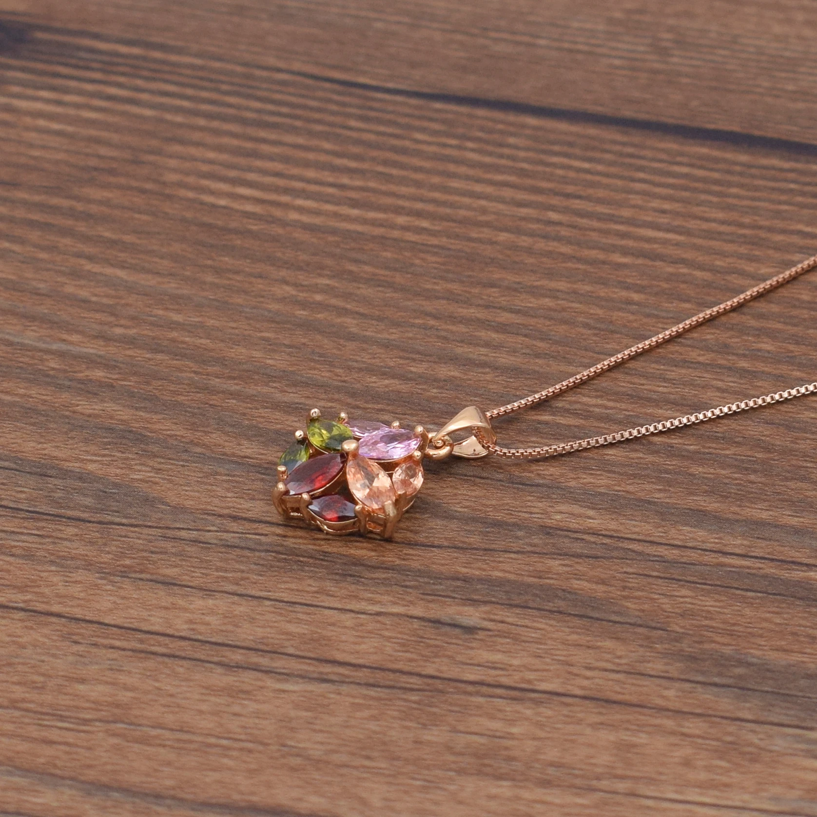 Модное ожерелье женское розовое золото цвет подвеска в форме кристального цветка колье элегантное женское простое длинное ожерелье Ювелирное Украшение в подарок на день рождения