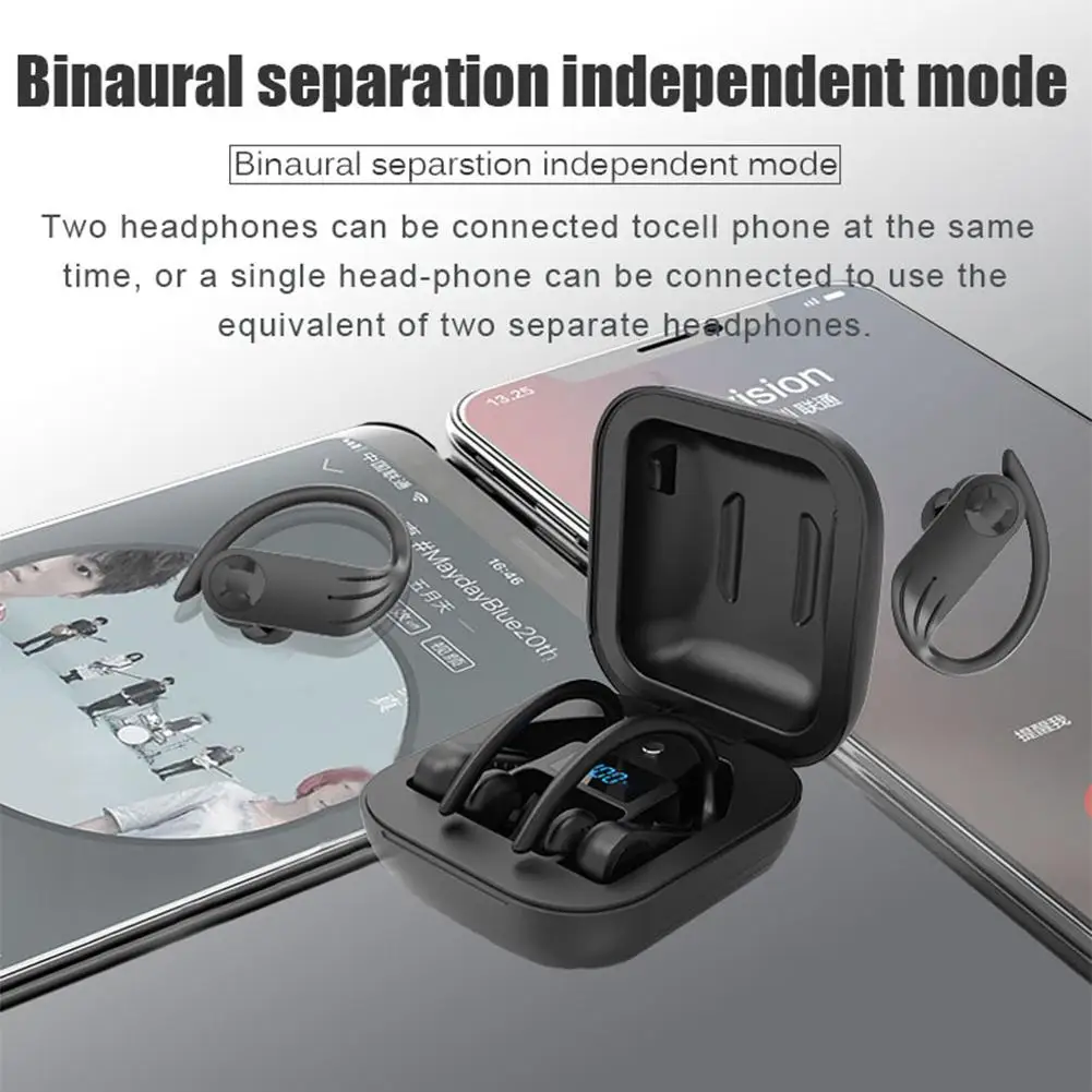 B1 TWS Bluetooth 5,0, ушные крючки, Спортивная гарнитура с двойным микрофоном, водонепроницаемые, беспроводные, HiFi наушники, гарнитура, HD вызов, стерео наушники