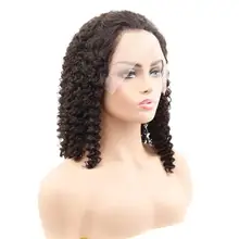 Короткие 13x4 человеческие волосы на кружеве парики предварительно сорванные с волосами младенца кудрявые бразильские волосы rem
