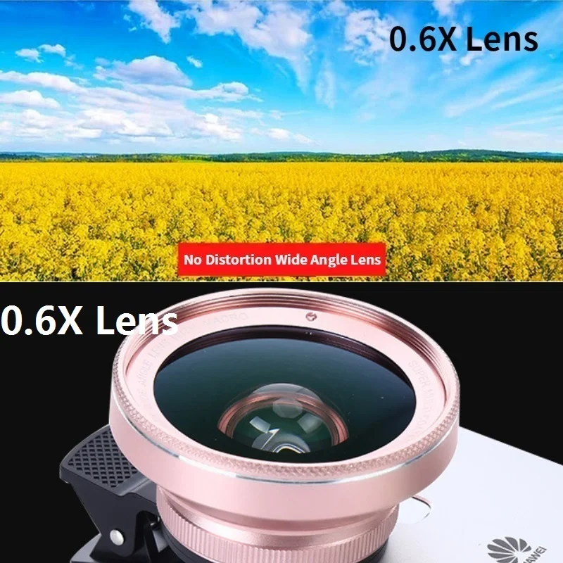 0.6X Rose Gold Orsda 4K HD Super 15X макро объектив Анти-искажения 0.6X широкоугольные оптические линзы из стекла Para Celular Телефон камера для смартфона объектив для телефона - Цвет: 0.6X Rose Gold