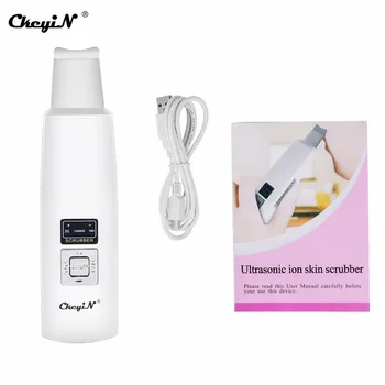 

CkeyiN Skin Scrubber Massager Machine Ultrasonic Facial Skin Deep Cleaning Device Anion Remove Dirt Blackhead Whitening Lifting