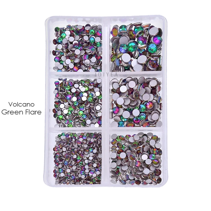 1350pcs/Box Mix Sizes ss6-ss20 glass non hot fix rhinestone flat back crystal stone strass glitters nail diamond for DIY garment 