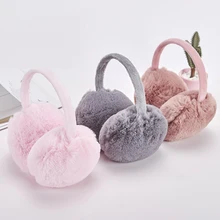 Наушники из искусственного кроличьего меха, зимние теплые мягкие плюшевые наушники, переносные регулируемые однотонные цветные наушники, повседневные, унисекс, Лидер продаж