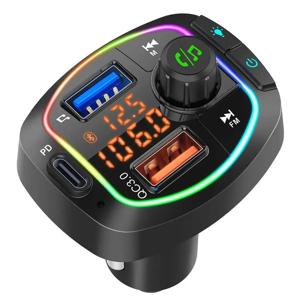 

Car Bluetooth 5.0 FM Transmitter Wireless Handsfree Audio Receiver Auto MP3 Player 2.1A Dual USB Fast Charger Car Accessories