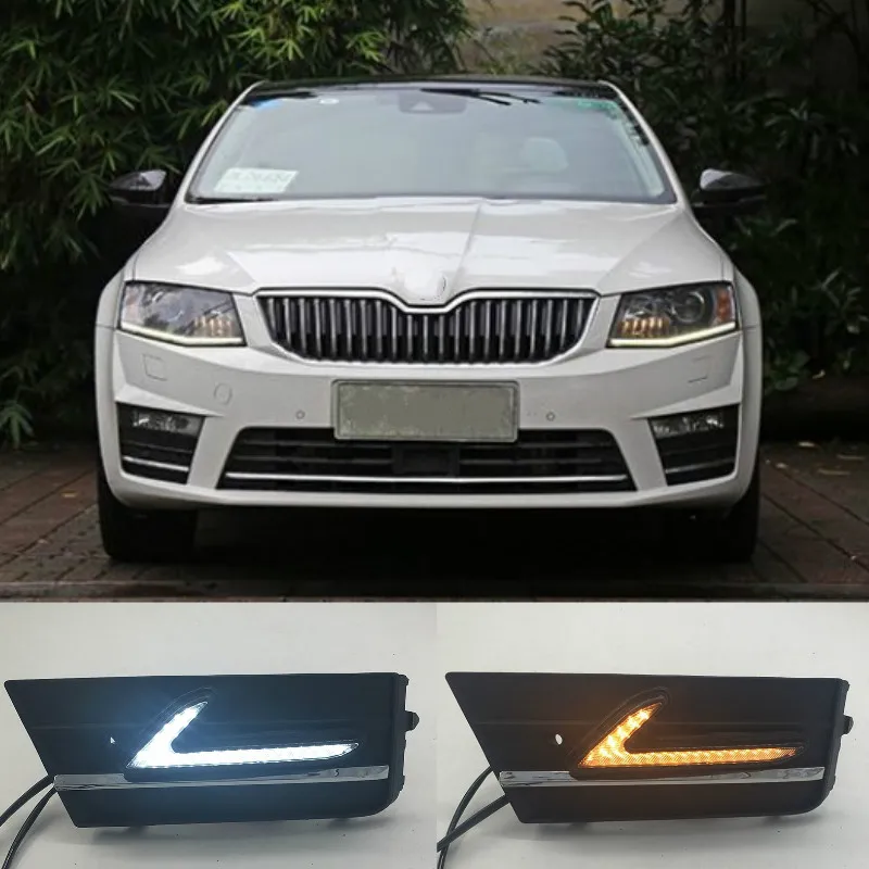 

For Skoda Octavia 2017 Car Accessories Waterproof 12V DRL Fog Lamp Decoration LED Daytime Running Light