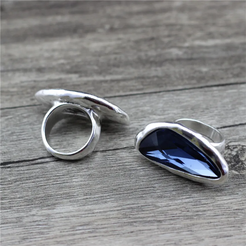 Anslow Fashion Jewelry Brand Retro Silver Irregular Shaped Crystal Finger Couple Love Promise Wedding Engagement Ring LOW0063AR - Image 4