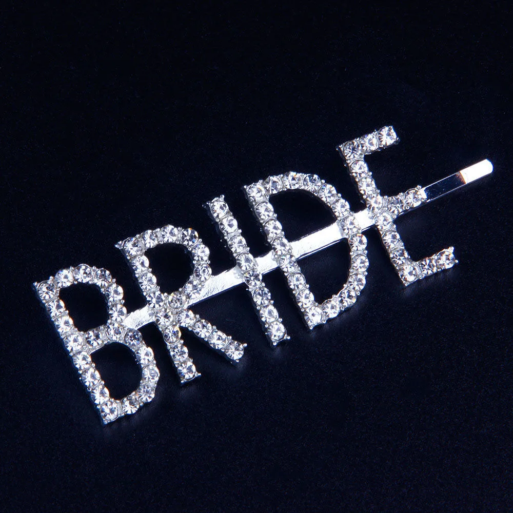 BRIDE Stonefans уникальный доллар деньги горный хрусталь заколка для волос буквы заколка кристалл невесты Weedding аксессуары для волос для женщин - Окраска металла: BRIDE