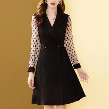 

Gedivoen Autumn Fashion Runway Short Dress Women Long Sleeve Polka Dot Print A-Line Mini Dress Elegant Ladies Dresses Vestidos