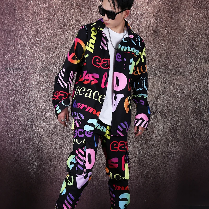 Мужские комплекты из 2 предметов(рубашка+ штаны), мужские свободные повседневные уличные рубашки с длинными рукавами и принтом в стиле хип-хоп, пальто, штаны-шаровары
