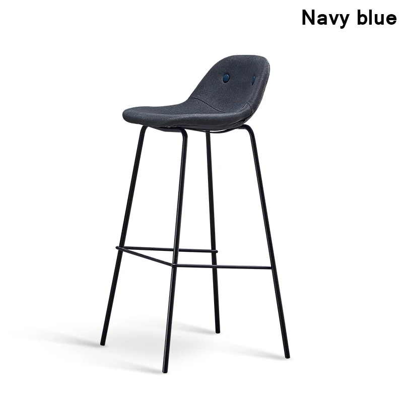 Navy blue Современный изготовленный из кованого железа высокий барный стул ресторан подходит для обеденного стула ресторан кафе бар чайный магазин Кондитерская стул с обивкой - Цвет: Navy blue
