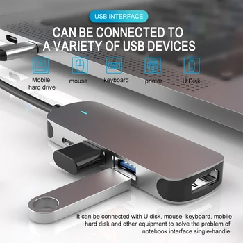 

4 in 1 Multi Port USB3.0 Type-C USB-C HUB to 4K Video HDMI Adapter for Macbook Computer Cables & Connectors