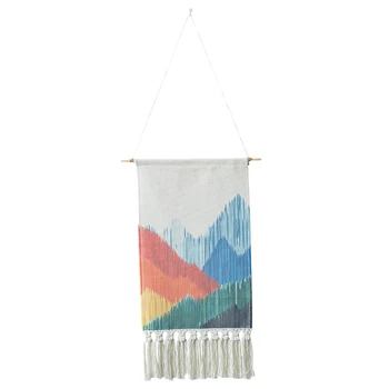 

NHBR-Macrame Woven Wall Hanging Tapestry,Home Decor Boho for Apartment Dorm Room Backdrop (Mountain)