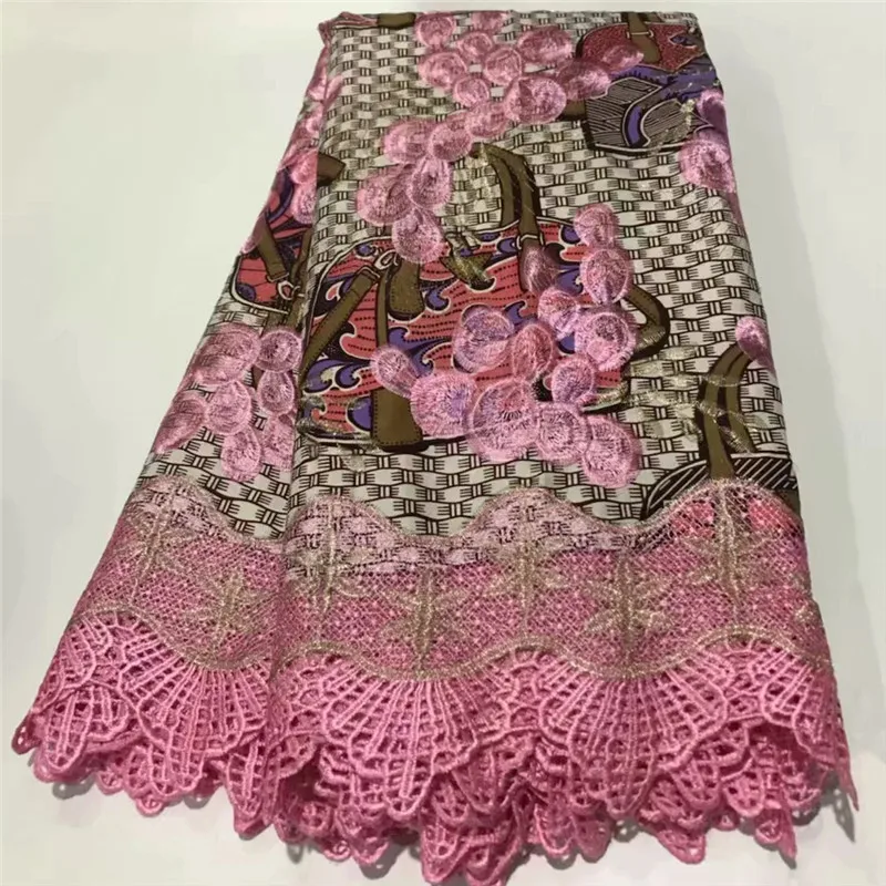 

2020 High Quality New Arrival Ankara 100% Cotton Wax Lace Wax Fabric African Embroidery Dutch Wax With Lace Fabric ZQ031721