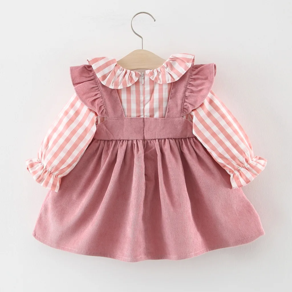 Autumn Newborn infant Baby Dress Toddler baby girl dress for Kids Girls Ruffles Plaid Strawberry Patchwork Casual Dress Clothes