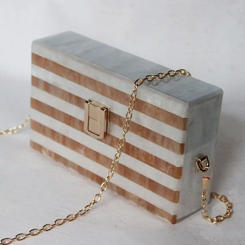 Женский полосатый акриловый клатч, Лоскутная Вечерняя сумочка, вечерние сумочки, сумочка для невесты F42A