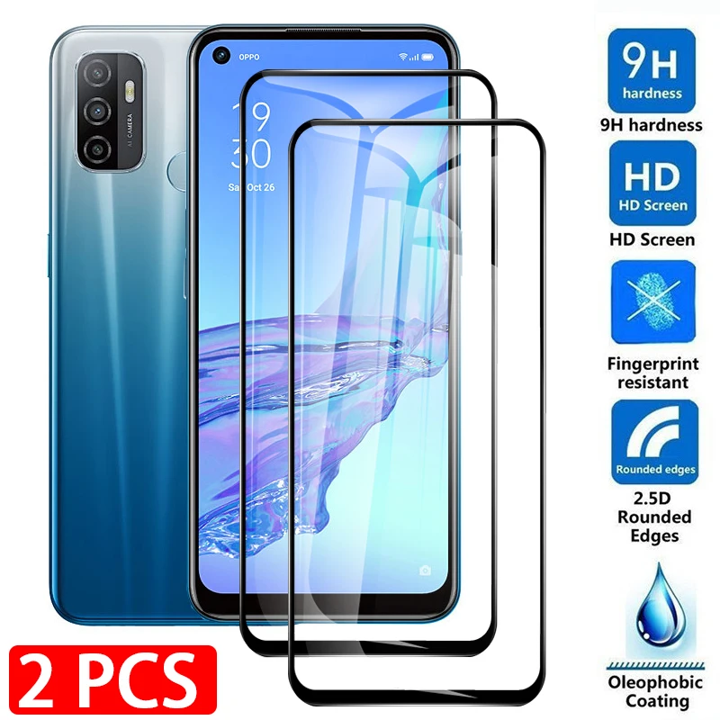 2 Pcs Full Screen Protector For Oppo A53 Tempered Glass On The For Oppo