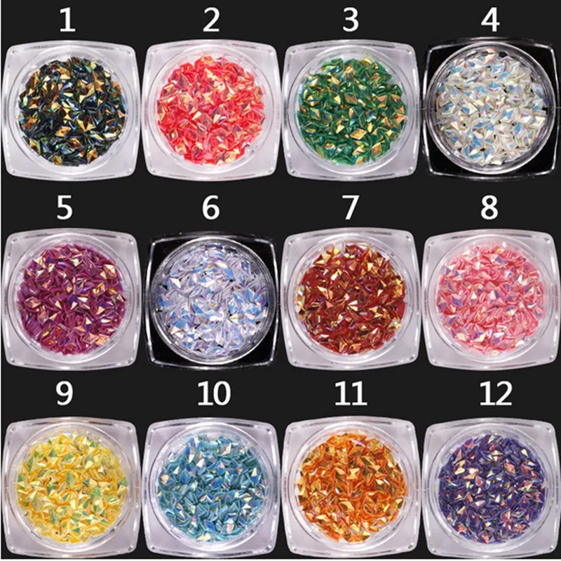 12 цветов Единорог Ромб Блеск для ногтей блестки блеск цвет AB акриловые Типсы УФ