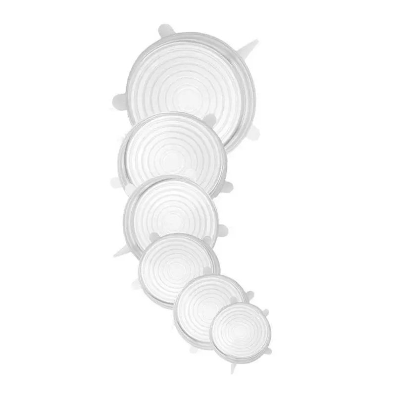 

Promotion Stretch Lids,Silicone Stretch Covers, Reusable Seal Food Stretch Wrap 6 Pack of Various Sizes for Fruits & Vegetables