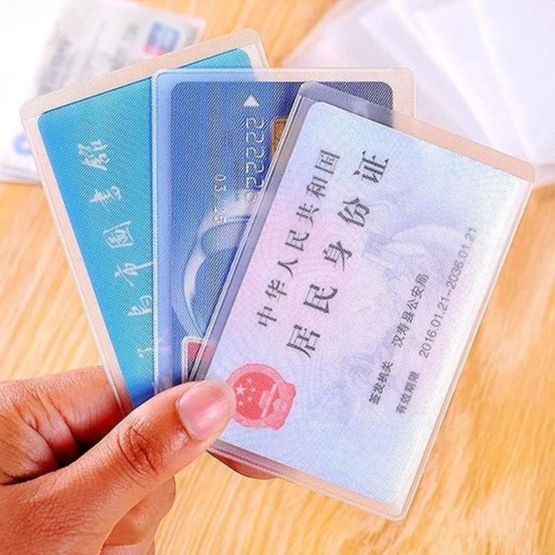 10pcs Card Protect Cover PVC Transparent Waterproof Business Credit Card Holder Women Men ID Card Cover Bags Case License Case