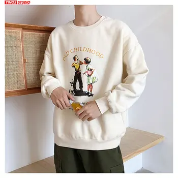 

Dropshipping Mens Causal Streetwear Sweatshirt Male Spring O-Neck Long Sleeve Hoodies Slim Fashion Cartoon Print Pullover 5XL