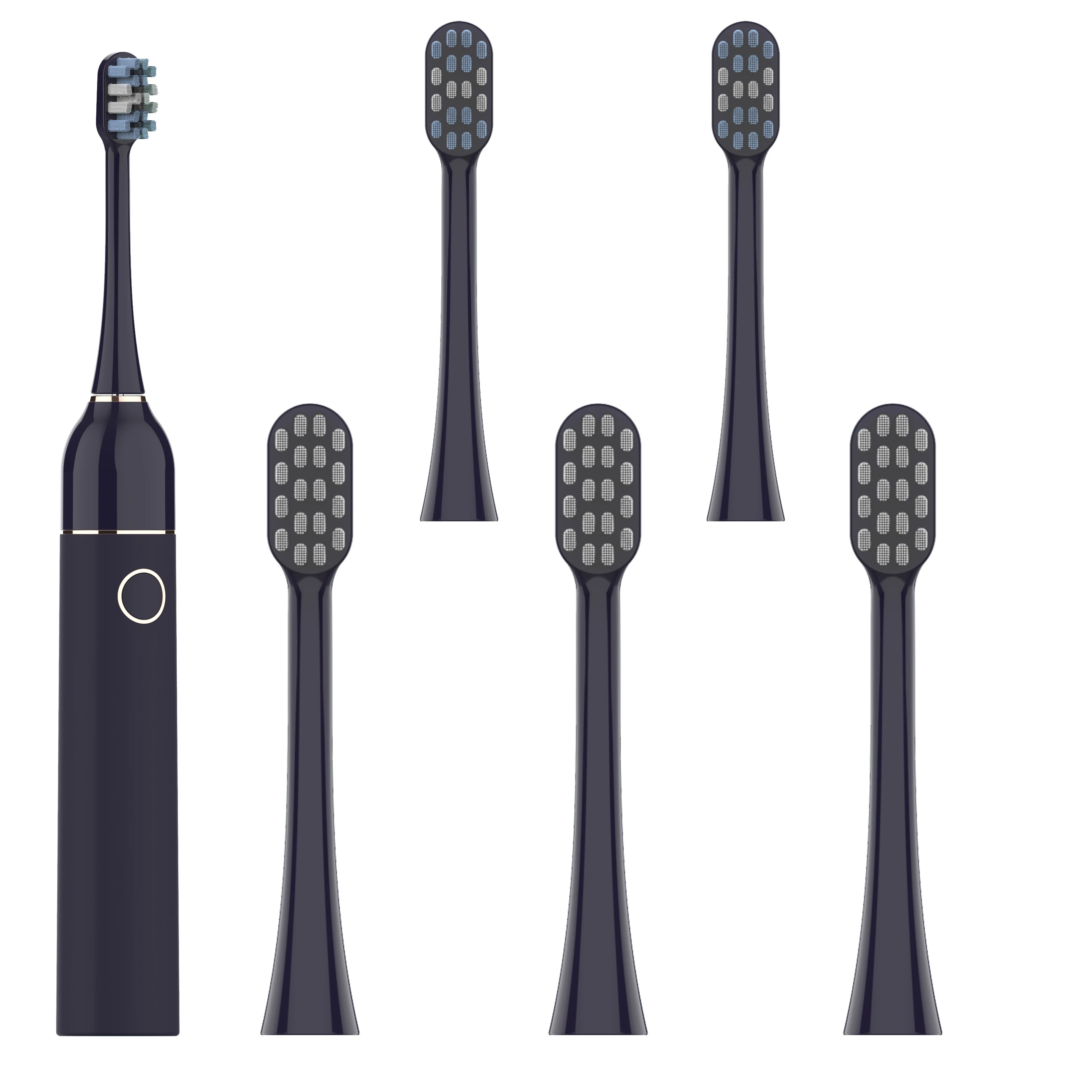 Black-6 head Акустическая звуковая электрическая зубная щетка волна usb зарядка перезаряжаемая умная головка зубной щетки сменная отбеливающая здоровая - Цвет: Black-6 head